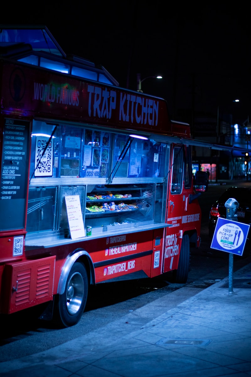 a food truck parked on the side of the road